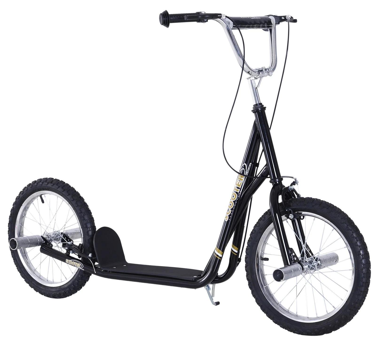 Erwachsenen Tretroller - Kickroller mit großen Luftreifen 41 cm - Höhenverstellbarer Lenker - Stahlrahmen - Ständer und Pegs - Armygrün