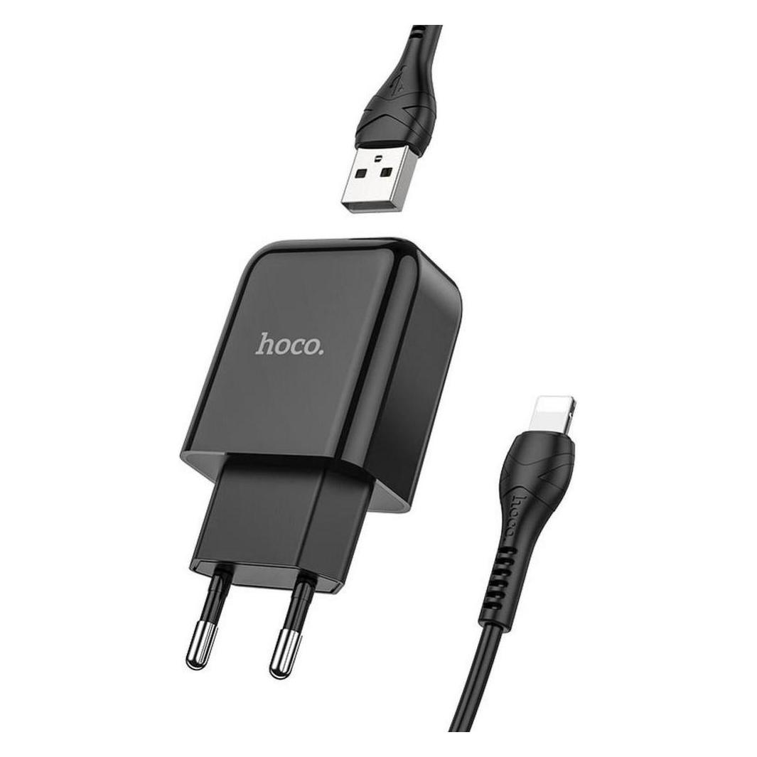 Hoco Adapter travel charger USB A + cable USB A to Lightning 2.1A N2 black (10 W, 1 Port) (N2LIGHTNING)