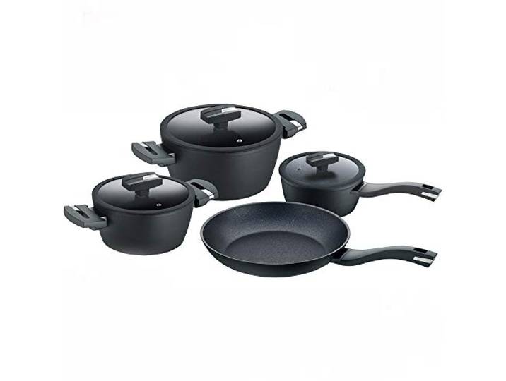 Berndes 7-teiliges Kochtopf-Set - Balance Induktion Enduro - Topf-Set inkl. Glasdeckel, antihaft-beschichtet & allherdtauglich, Induktionstöpfe, Kasserolle, Kochtöpfe mit Antihaftbeschichtung