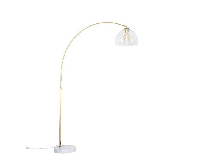 Qazqa arc - Lampadaire avec Abat-Jour - 1 lumière - H 170 cm - Doré/Laiton - Moderne - éclairage intérieur - Salon I Chambre