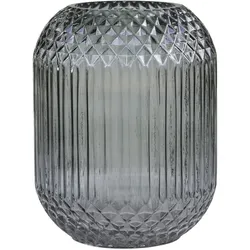 Chic Antique Glasvase kariert mit Rillen, H25/D18 cm, kohle