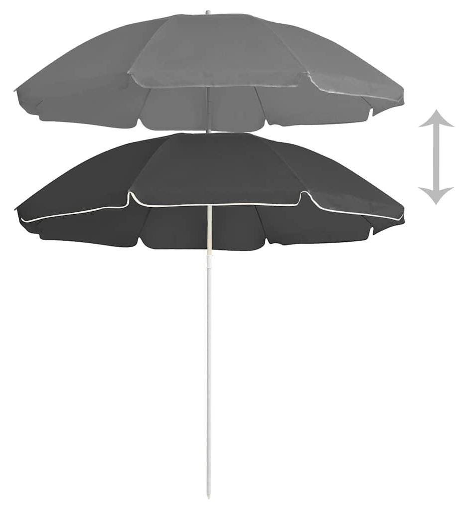 vidaXL Parasol met stalen mast, antraciet, Hoogte: 180 cm