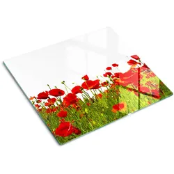 GLASPLATTE 60x52 cm Feldmohn