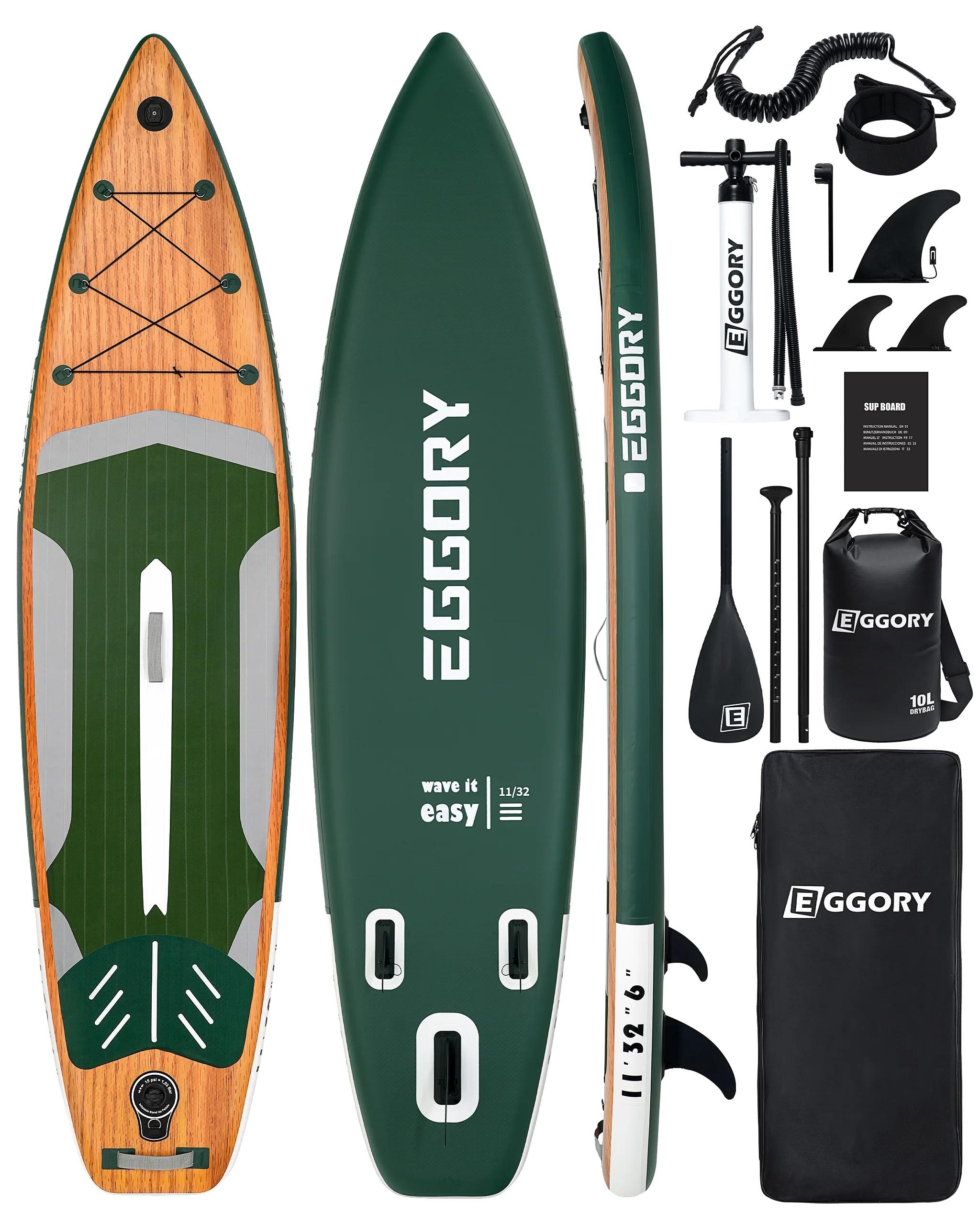 Aufblasbares Stand-Up-Paddle-Board, ultimative Stabilität, komplettes Set, Bedruckte Holzmaserung