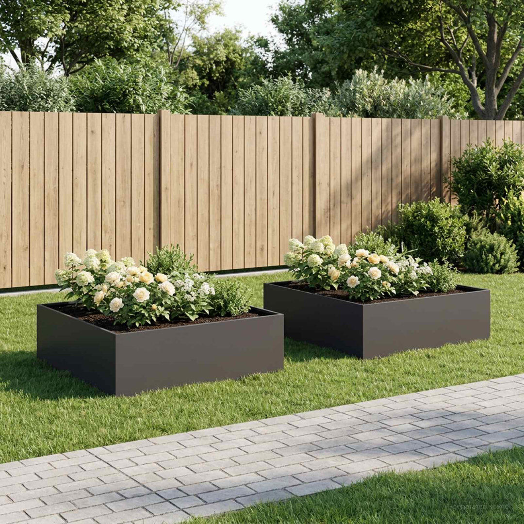 Borough Wharf Planter Black 30cm H x 80cm W x 80cm D