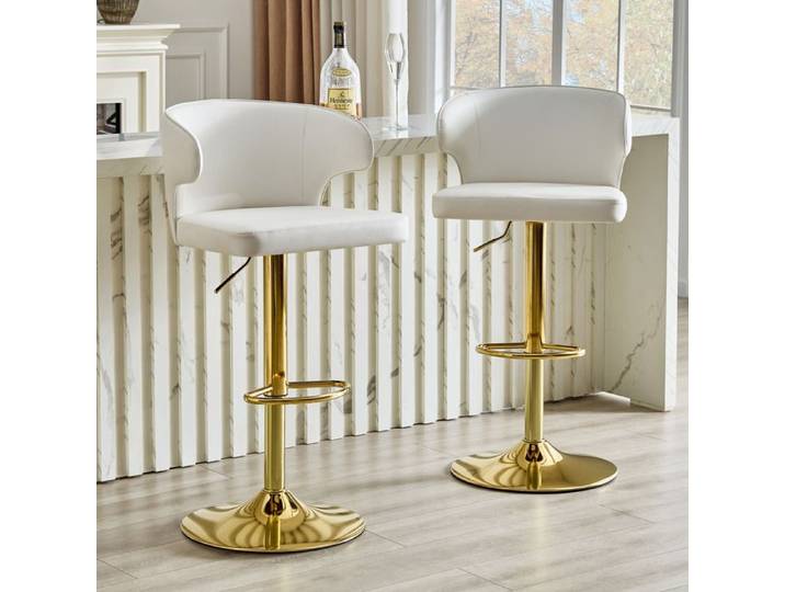 Table de bar et tabourets - Mobilier de bar - En mousse - Hauteur réglable - Style moderne - Repose-pieds - Pivotant - Lot de 2