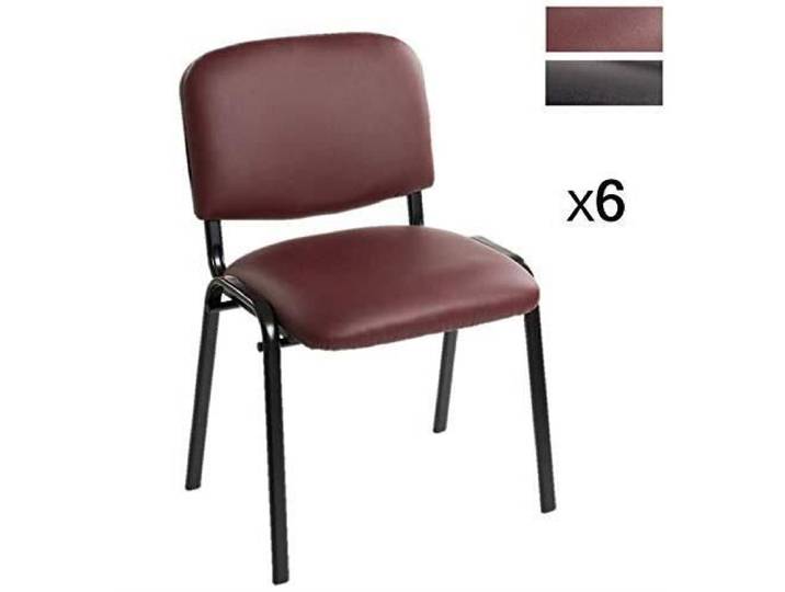 6 Chaises Rembourrées empilables en Cuir Synthétique BORDEAUX - Bureau Salle de conférence