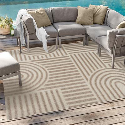 Teppich SANAT "Berlin 1, auch als Läufer und in Rund", beige, B:140cm H:6mm L:200cm, Kunstfaser, Teppiche, Teppich, In -und Outdoor geeignet, Außenbereich, Terrasse, Balkon, auch Läufer