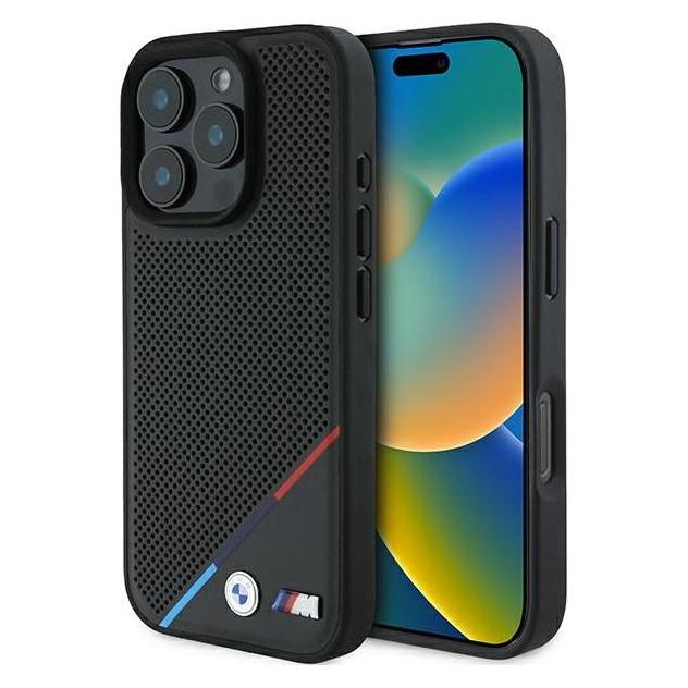 BMW BMHMP16L23PUPDK iPhone 16 Pro 6.3" czarny/black hardcase M Perforated Tricolor Line MagSafe (Apple iPhone 16 Pro) (BMW000853-0)