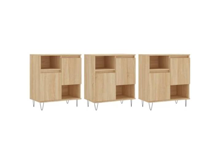 HGFDVCMR Sideboard 3er Set Kommode Anrichte Sonoma Eiche 180x35x70 cm 3-teilige Anrichte für Wohnzimmer und Flur mit viel Stauraum sowie stabiler Ablage im zeitlosen Sonoma-Eiche Design.