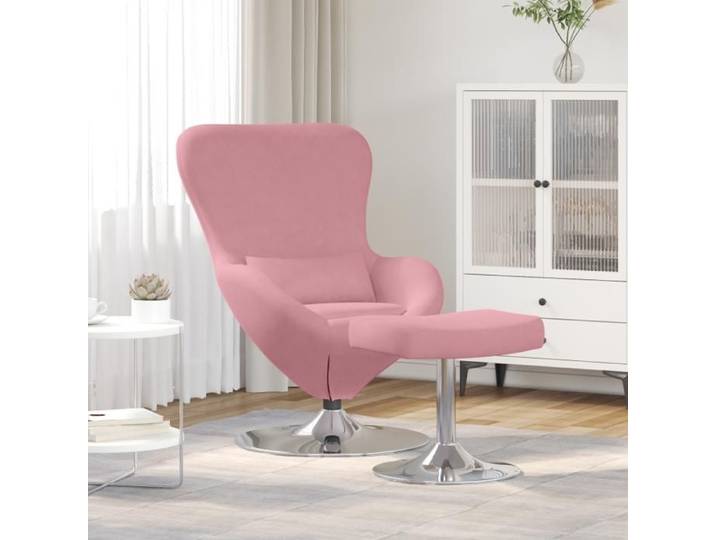 Fauteuil œuf avec repose pieds en velours rose