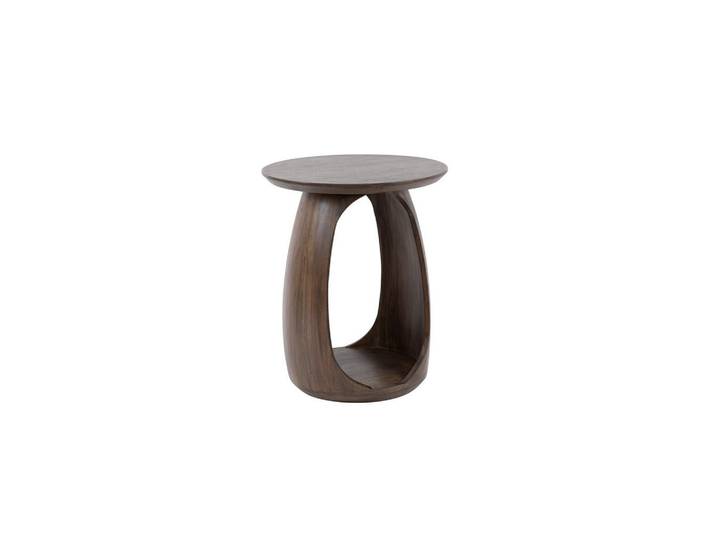 Kawola Beistelltisch Meva Braun Akazie, Akazienholz, Echtholz,Akazie, Rund, 45x56x45 cm, Wohnzimmer, Wohnzimmertische, Beistelltisch
