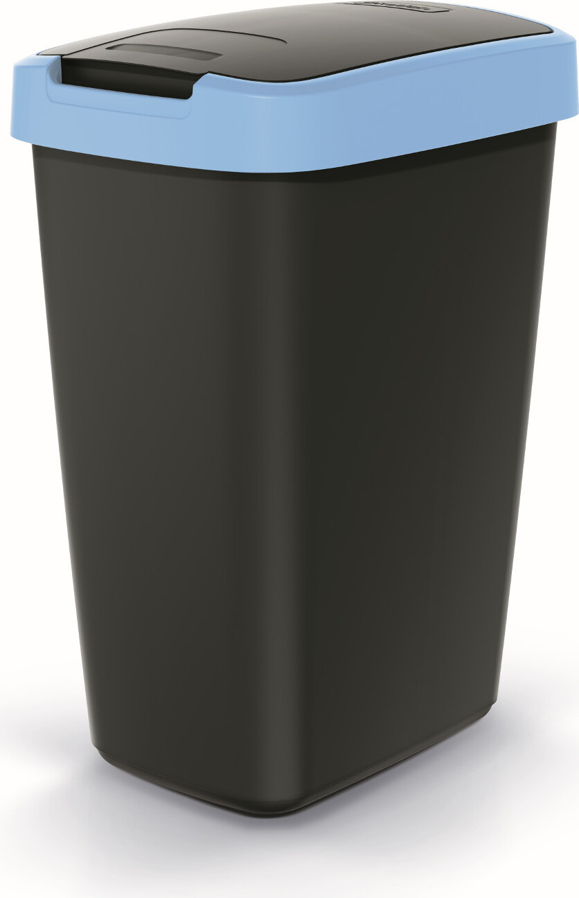 Prosperplast Compacta Q afvalbak 12L lichtblauw zwart