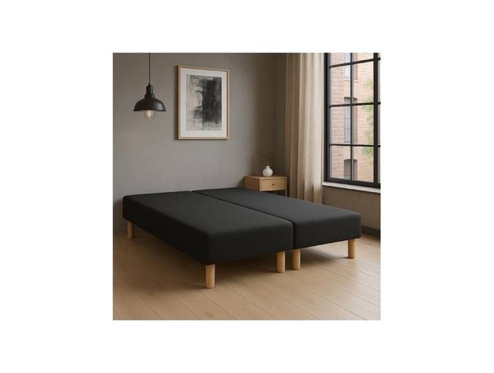 SOMMIER TAPISSIER NOIR 70x200x2 (140x200) FABRICATION FRANÇAISE ARTISANALE PIEDS OFFERTS HAUTEUR avec PIEDS 27 cm - som70x200