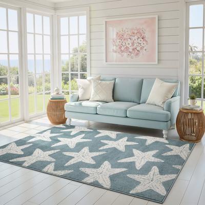ROW Quinn Coastal Star Fish Blue/ Ivory Area Rug