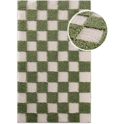Badematte WECON HOME "Bobbi", grün, H:25mm, Polyester, Badematten, Badematte, Badteppich, Schachbrett-Design, weich, rutschhemmend, waschbar
