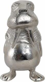 Sagebrook Home "Metal Aluminum Figurine with Coastal Walrus Design - 9"" Silver - 4.5"" x 5"" x 9"""