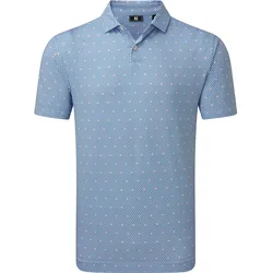 FootJoy Polo Order Geometric Lisle, hellblau/weiss