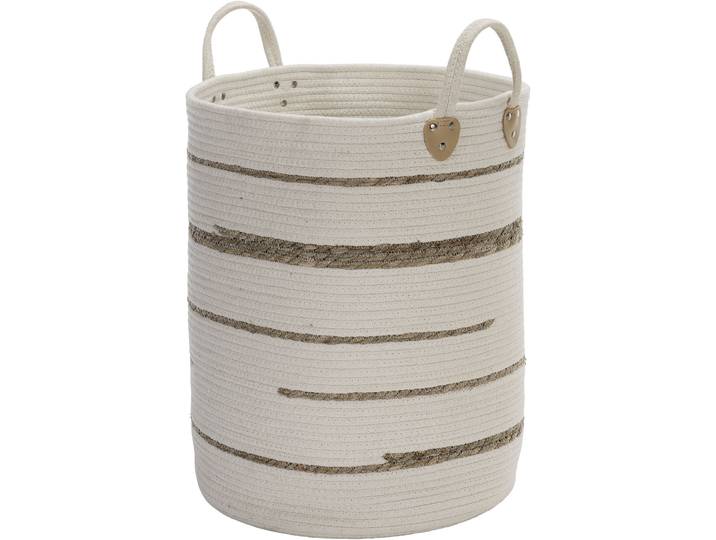 Wäschekorb Yaro Weiss/Braun Baumwolle 35 cm 40 cm - Farbe: offwhite/natur - Wäschekorb