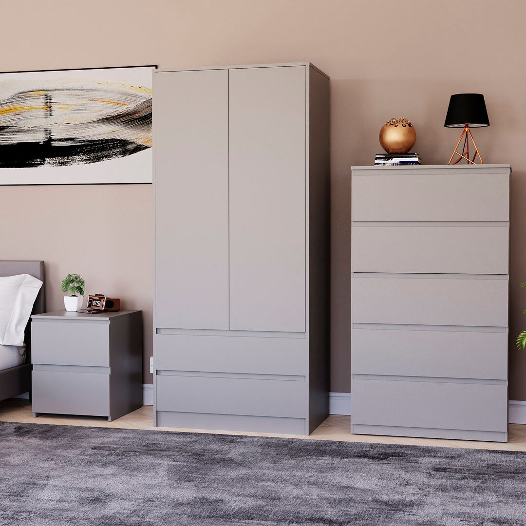 17 Stories Romeon 3 Piece Bedroom Set Grey