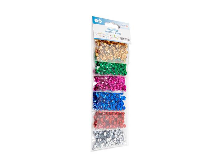 Glorex Pailletten Glänzend 6 mm 6 Farben 30 g