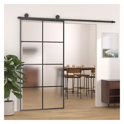 Zubehör Türbeschlag, Schiebetür Aluminium und ESG Glas 102,5x205 cm Schwarz