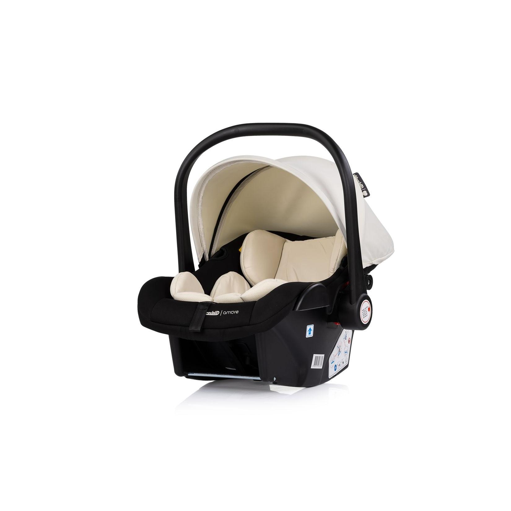 Chipolino Babyschale Amore i-Size Gruppe 0+ (0 - 13 kg) Kissen Griff verstellbar beige-schwarz