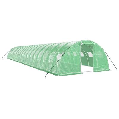 Helloshop26 - Gewächshauszelt für Pflanzen Blumen und Gemüse mit Stahlrahmen 72 m² 18 x 4 x 2 m grün 02_0044626