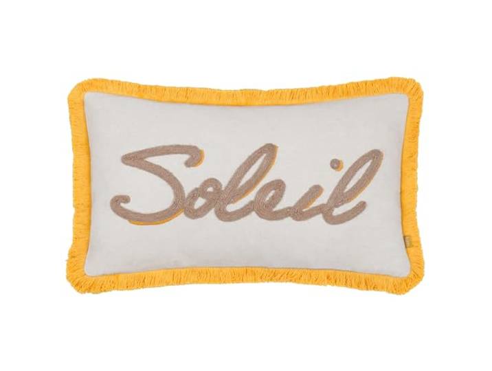furn. Soleil Geborduurd Polyester Gevuld Kussen - Geel - 30x50cm