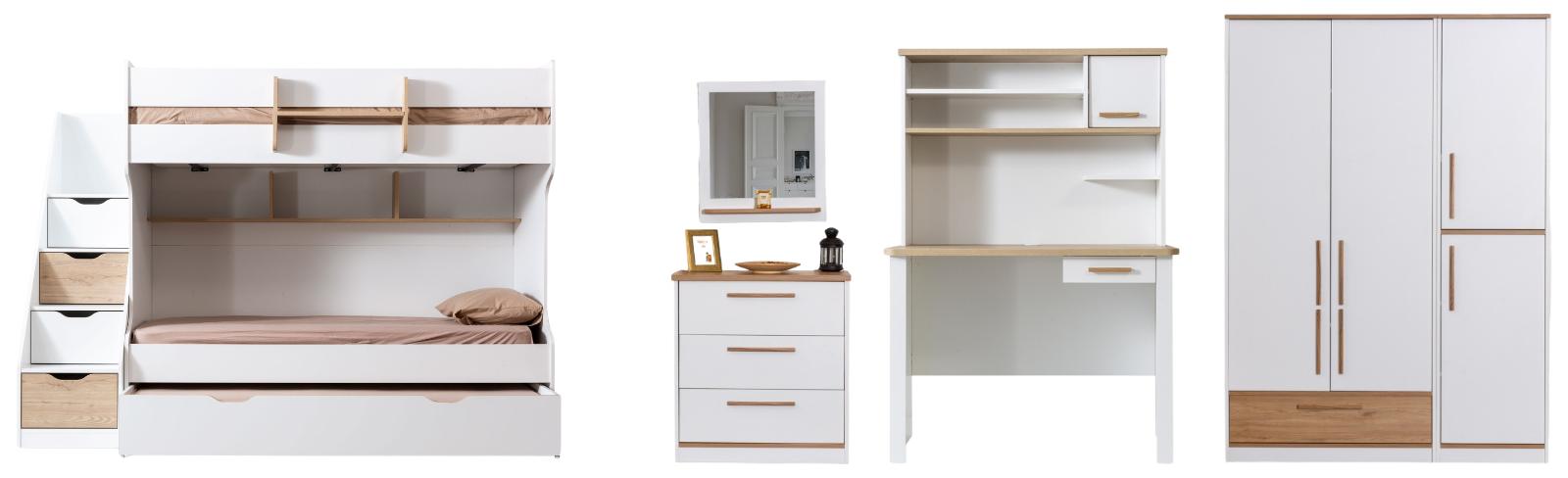 Valtora Etagenbett Set mit Stauraum, Set:Typ-5