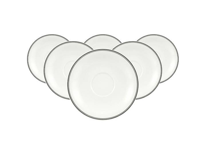 Villeroy & Boch Café AU Lait Untertassen Charme & Breakfast Design Naif weiß-bunt ø 19,5 cm 6er Set, Weiß, Mehrfarbig, Keramik, Rund, Geschirr, Tassen, Untertassen