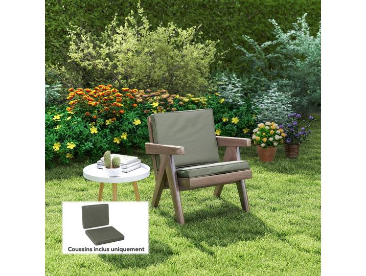 Outsunny Lot 2 Coussins Chaise Confort Tissu Gris