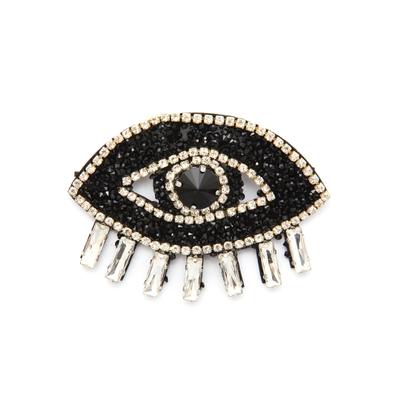 Brosche FIRETTI "Schmuck Geschenk Ansteckschmuck Auge, funkelndes Design", schwarz (metallfarben, schwarz, weiß, schwarz, weiß), Broschen, Damen, Metall, Textil, Brosche, mit Glasstein