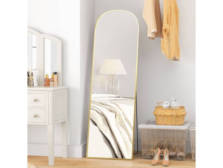 HOMCOM Miroir sur Pied 50x161,5cm Cadre Aluminium Doré