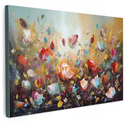 LEINWANDBILD Blumen - Kunst - Natur - Ölgemälde Groß 140x90 cm