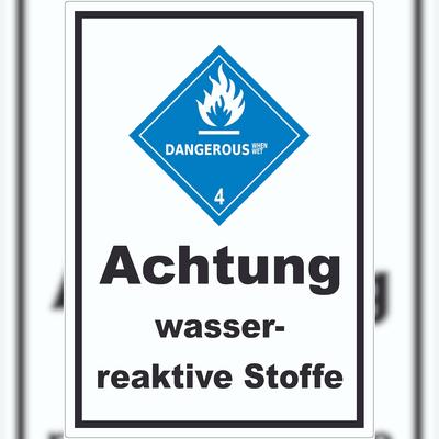 HB-Druck Aufkleber wasserreaktive Stoffe Dangerous when wet A1 (594x841mm)