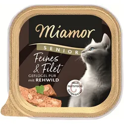 Miamor Feine Filets Senior 100g-Schale Katzennassfutter Geflügel & Reh Senior 16 x 100g