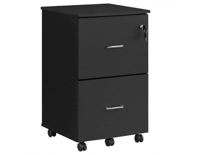 Caisson mobile avec 2 tiroirs suspendu verrouillable noir