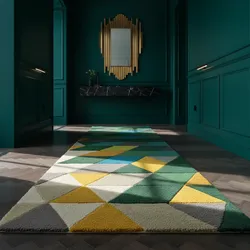 Läufer Wolle Grün-Bunt 60 x 230 cm - DERWENT   Kadima Design
