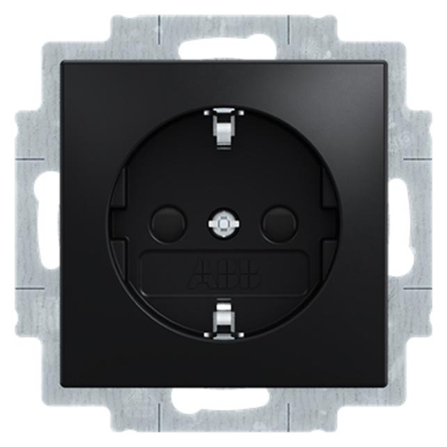 ABB basic55 Schuko-Steckdose, mattschwarz, 16A, 1 Modul, Lieferung inkl. Abdeckung mit Kälteschutz (2CHP772013A5278)
