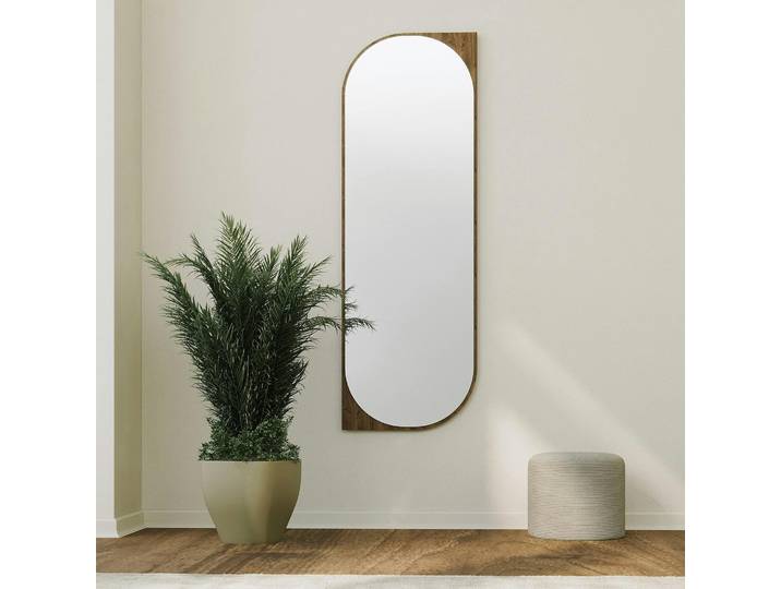 Miroir mural ovale, cadre capsule CODY - Noyer