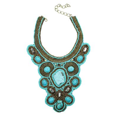Statementkette "Ava", Damen, Gr. onesize, Glas, grün, COLLEZIONE ALESSANDRO, Basic, Halsketten Statementkette, opulente Statementkette mit großen Türkissteinen