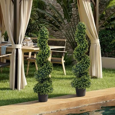 Garvee 2 Pack 4 Ft Spiral Eucalyptus Topiary Trees with Pots