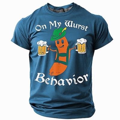 Herren On My Wurst Behavior Lustiges Oktoberfest Wortspiel Grafik T-Shirt kurzärmlig für Bierliebhaber