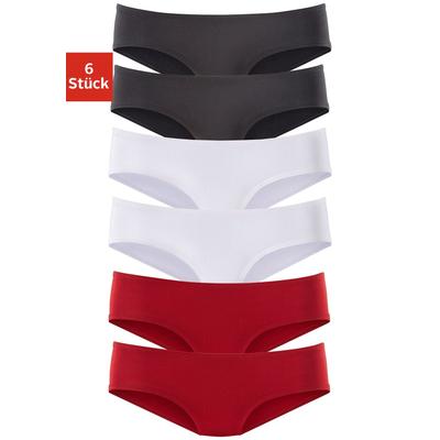 Hipster, Damen, Gr. 44/46, Microfaser, rot (rot, schwarz, weiß), Microfaser, Obermaterial: 95% Polyamid, 5% Elasthan (LYCRA), VIVANCE ACTIVE BY LASCANA, unifarben, Unterhosen, aus weicher Microfaser
