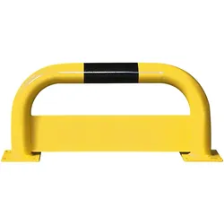 PROREGAL Rammschutz-Bügel mit Unterfahrschutz | HxB 35x75cm | Höhe Unterfahrschutz 15cm | Rohr-Ø 7,6cm | Kunststoffbeschichteter Stahl | Schwarz-Gelb