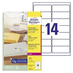 Avery Dennison, Etiketten, Etiquette d'adresse, 99,1 x 38,1 mm, transparent
