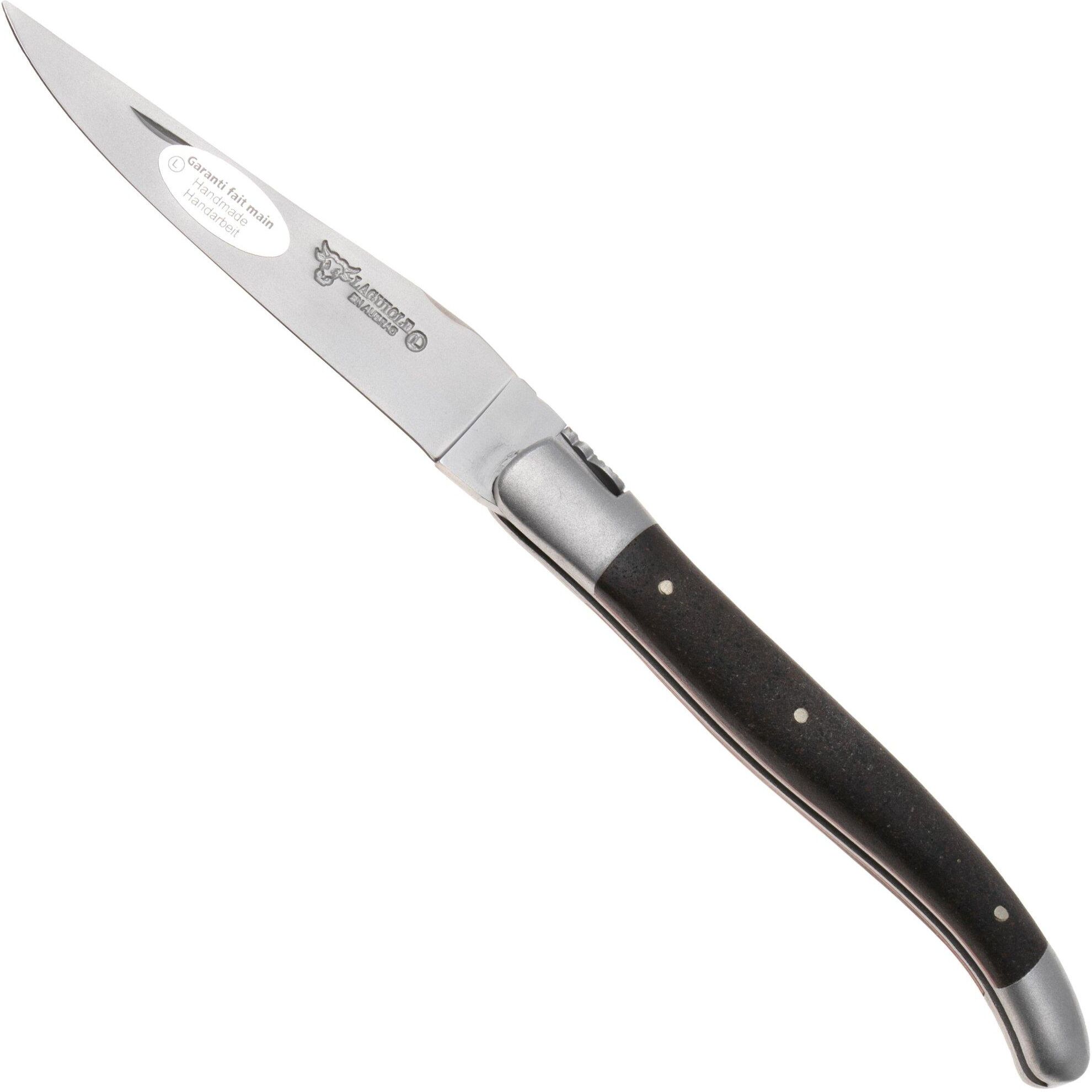 Laguiole en Aubrac Terre d'Aubrac, Double Stainless Steel Bolsters, Brushed Finish, coltello da tasca, 12 cm