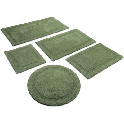 Badematte WECON HOME BASICS "Knut", grün, H:20mm, Baumwolle, Badematten, Badematte, waschbar, rutschfest, strapazierfähig, pflegeleicht, Bordüre, weich