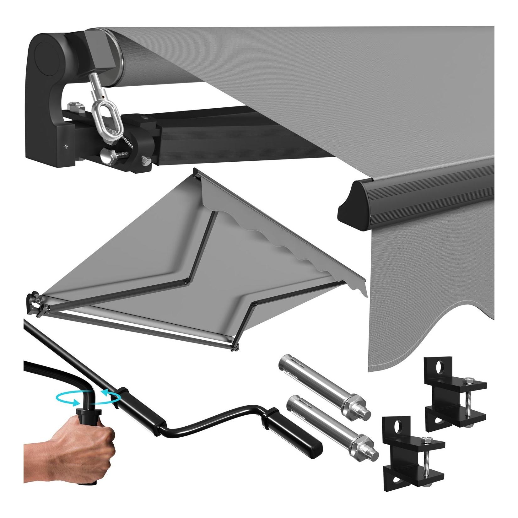 KESSER® Gelenkarmmarkise manuelle Markise Gelenkmarkise Terrassenmarkise Klemmmarkise Sonnenmarkise inkl. Wandhalterung Sonnenschutz Balkonmarkise wasserabweisender Alu/Polyester